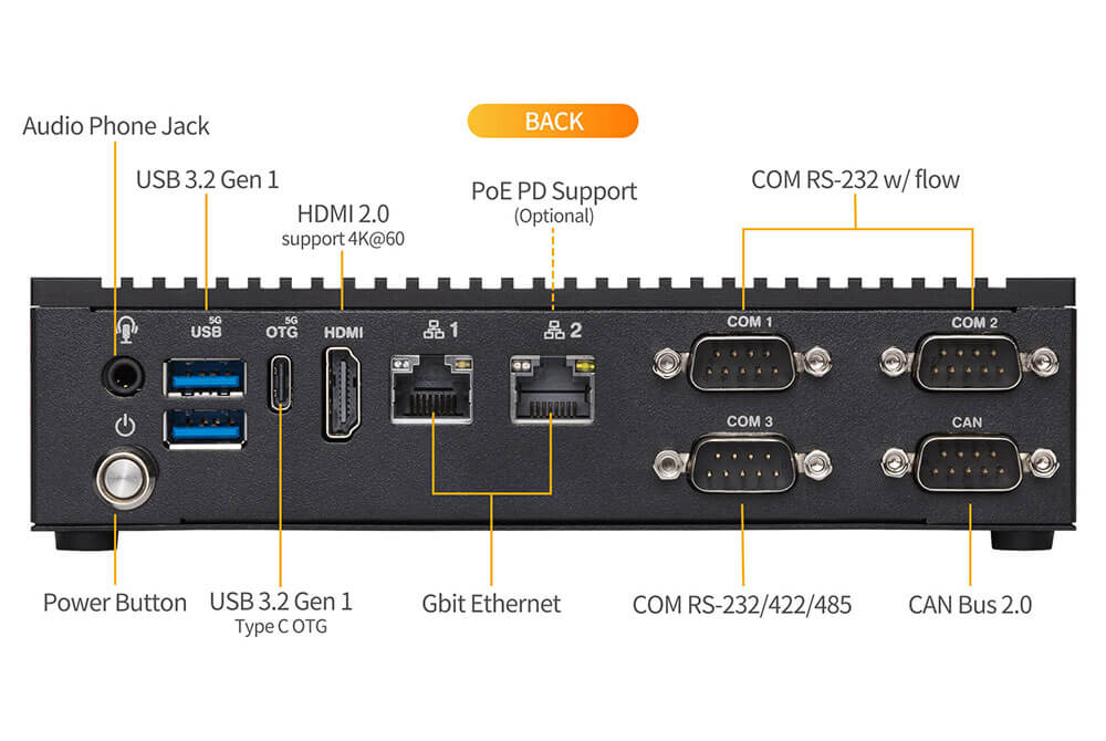 Tinker System 3N ASUS IoT Box PC Anschlüsse Rückseite